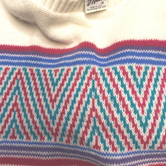 Vintage 80s S/S Colorful Chevron Knit Sweater - Picture 4 of 6